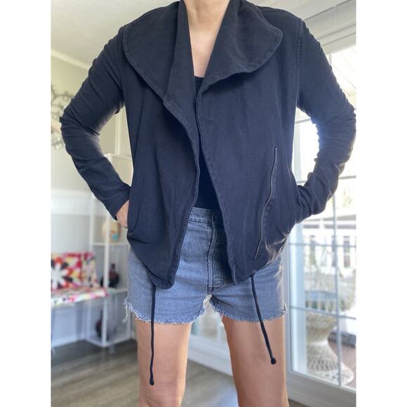 James Perse Jackets & Blazers - JAMES PERSE Women’s Cotton Blend riders jacket Black Stretch Moto 1